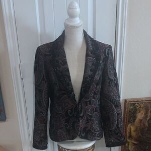 Chic Brocade & Beads Paisley Women's Blazer 2 Frog Close